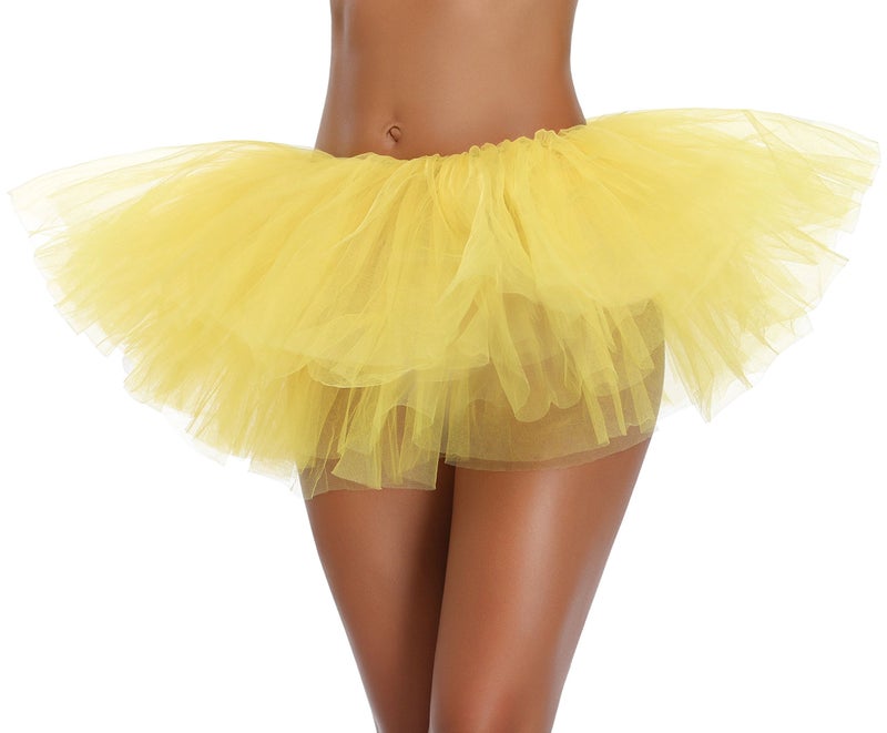 v28 Women's Teen Adult Classic Elastic 3 4 5 Layered Tulle Tutu Skirt (One Size, Yellow 5Layer) - Image 5