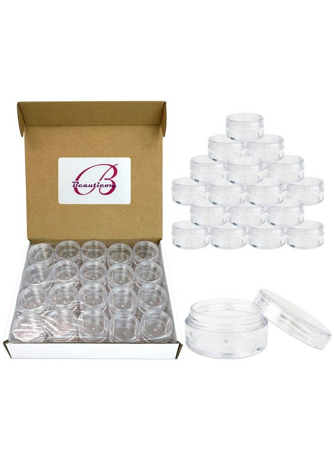 Pana - Beauticom 10g/10ml (0.35 Fl Oz) Round Clear Jars with Round Top Lids for Creams, Lotions, Make Up, Powders, Glitters, and more... (Color: Clear Lid, Quantity: 40 Pieces) - Image 1