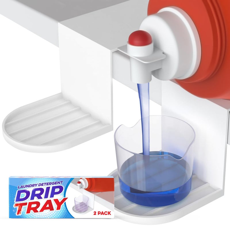 IMPRESA Laundry Detergent Drip Catcher [2 Pack] - Sturdy Detergent Cup Holder, Slides Under Tub - Hassle-Free Spill Prevention Solution - Keeps Room Tidy - Must-Have Laundry Room Accessories - Image 1