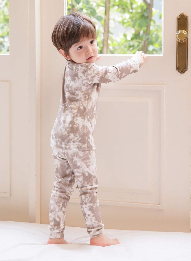 VAENAIT BABY 12M-12 Toddler Kids Boys Girls 100% Cotton Marbling Sung Fit Sleepwear Pajamas 2pcs Pjs Set, B02-beige, 4-5 years - Image 3