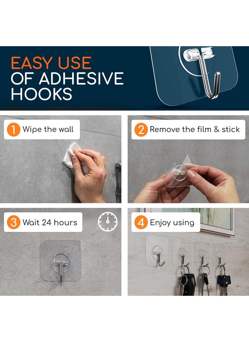 SHOPPOFOBIX SHOPPOFOBIX Adhesive Hooks 132LBMax Heavy Duty Self Adhesive Hooks Transparent Waterproof and Oilproof Wall Hooks for Kitchen Bathroom Shower Door Outdoor Transparent Round 10  - Image 2