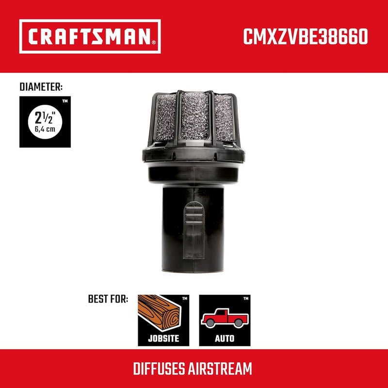 CRAFTSMAN CMXZVBE38660 212 in Muffler Diffuser Wet Dry Vac Attachment IndustrialGrade Shop Vacuum Accessory for Diffusing the Airstream While Cleaning Fits 212 in Hose Diameter - Image 2