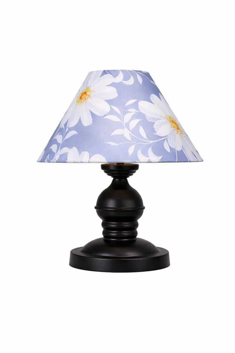 tu casa Urban Radiance Table Lamp | Black Metal Base | Narcissus Floral Satin Shade | Decorative Bedside & Study Lamp for Bedroom Living Room Office | Home Décor & Gifting - Image 5