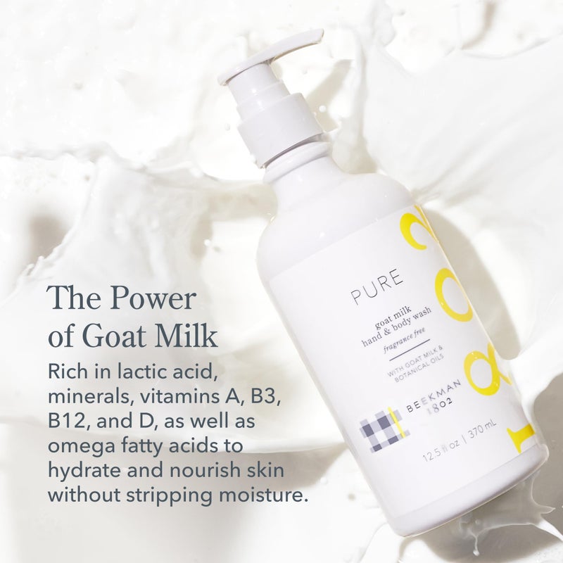 Beekman 1802 Goat Milk Hand Wash â€“ Pure â€“ Fragrance Free â€“ 12.5 fl oz â€“ Moisturizing & Gentle â€“ Good for Sensitive Skin â€“ Cruelty Free â€“ Ready for Use, Pump Inserted - Image 5