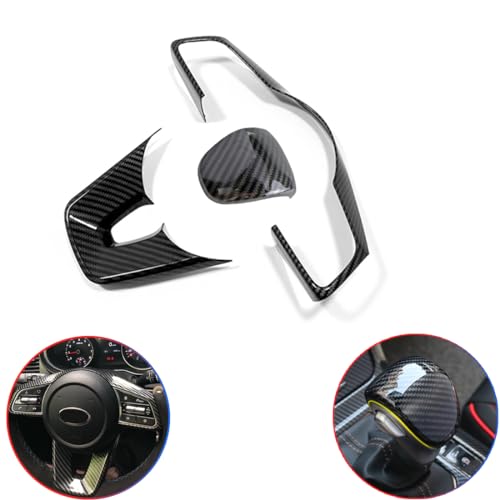 MUXEE 3 قطع غطاء عجلة القيادة زينة ملصق ديكور داخلي لكيا فورت كيراتو K3 2019 2020 2021 2022 2023 2024 - ملحقات داخلية رياضية من ألياف الكربون ABS (لا تناسب موديلات GT و GT Line) - Image 1