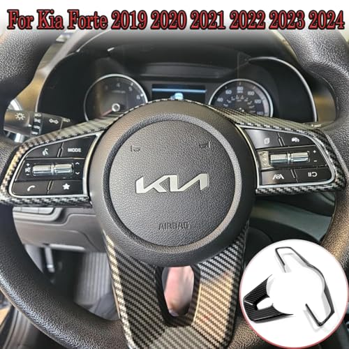 MUXEE 3 قطع غطاء عجلة القيادة زينة ملصق ديكور داخلي لكيا فورت كيراتو K3 2019 2020 2021 2022 2023 2024 - ملحقات داخلية رياضية من ألياف الكربون ABS (لا تناسب موديلات GT و GT Line) - Image 5