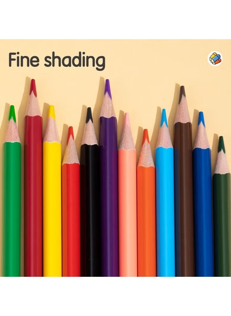 ديلي أقلام تلوين من خشب الزيزفون من ديلي EC00300 - 12 لونًا مثلثًا - Image 2