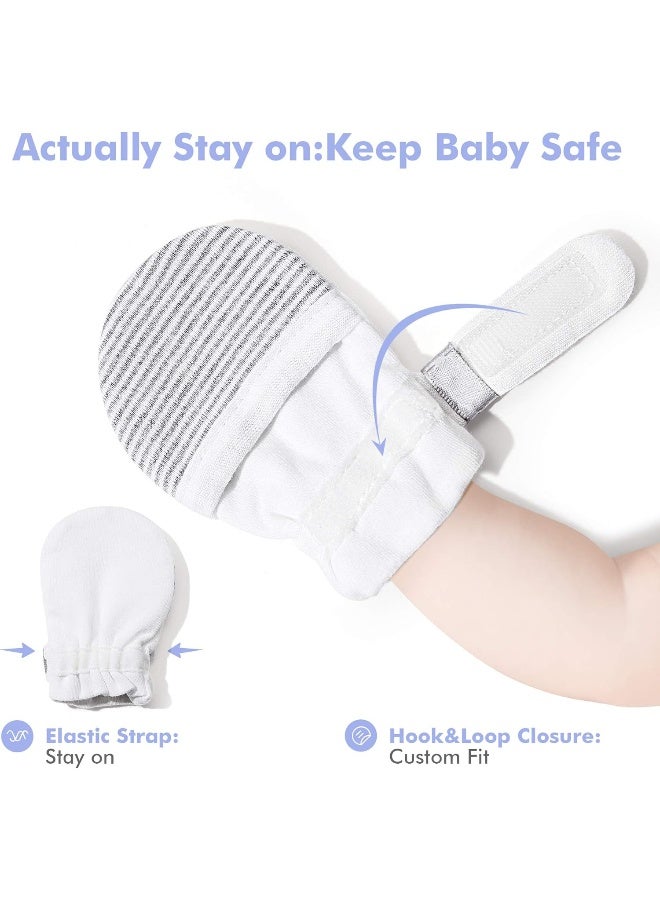 HAPIU HAPIU Baby No Scratch Mittens Stay On, 100% Cotton Breathable, Adjustable Infant Gloves for Boys Girls, Newborn - 12 M  - Image 4