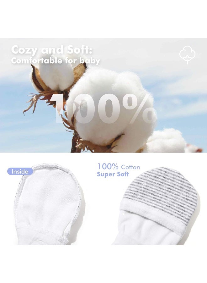 HAPIU HAPIU Baby No Scratch Mittens Stay On, 100% Cotton Breathable, Adjustable Infant Gloves for Boys Girls, Newborn - 12 M  - Image 5