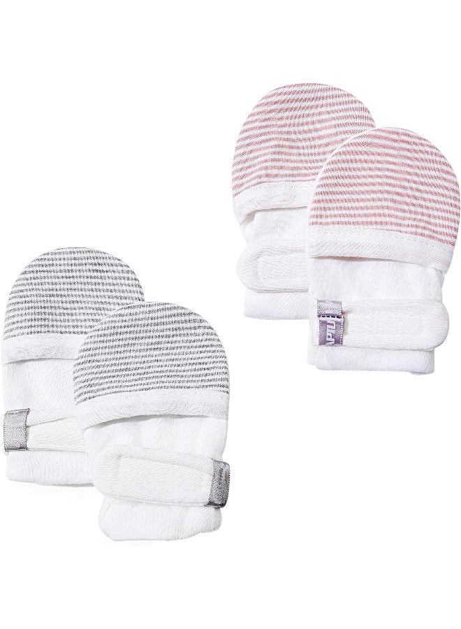 HAPIU HAPIU Baby No Scratch Mittens Stay On, 100% Cotton Breathable, Adjustable Infant Gloves for Boys Girls, Newborn - 12 M  - Image 1
