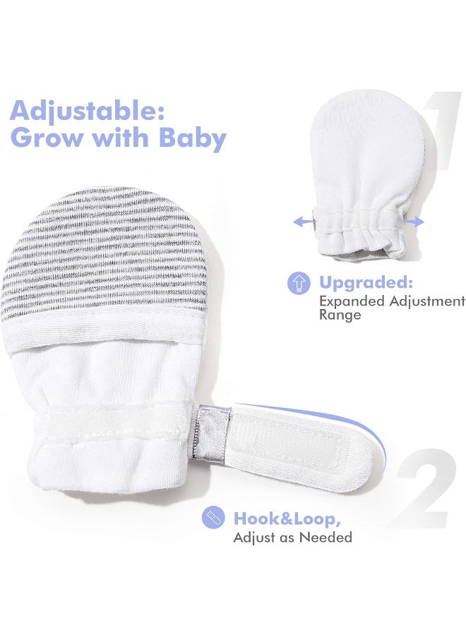 HAPIU HAPIU Baby No Scratch Mittens Stay On, 100% Cotton Breathable, Adjustable Infant Gloves for Boys Girls, Newborn - 12 M  - Image 3