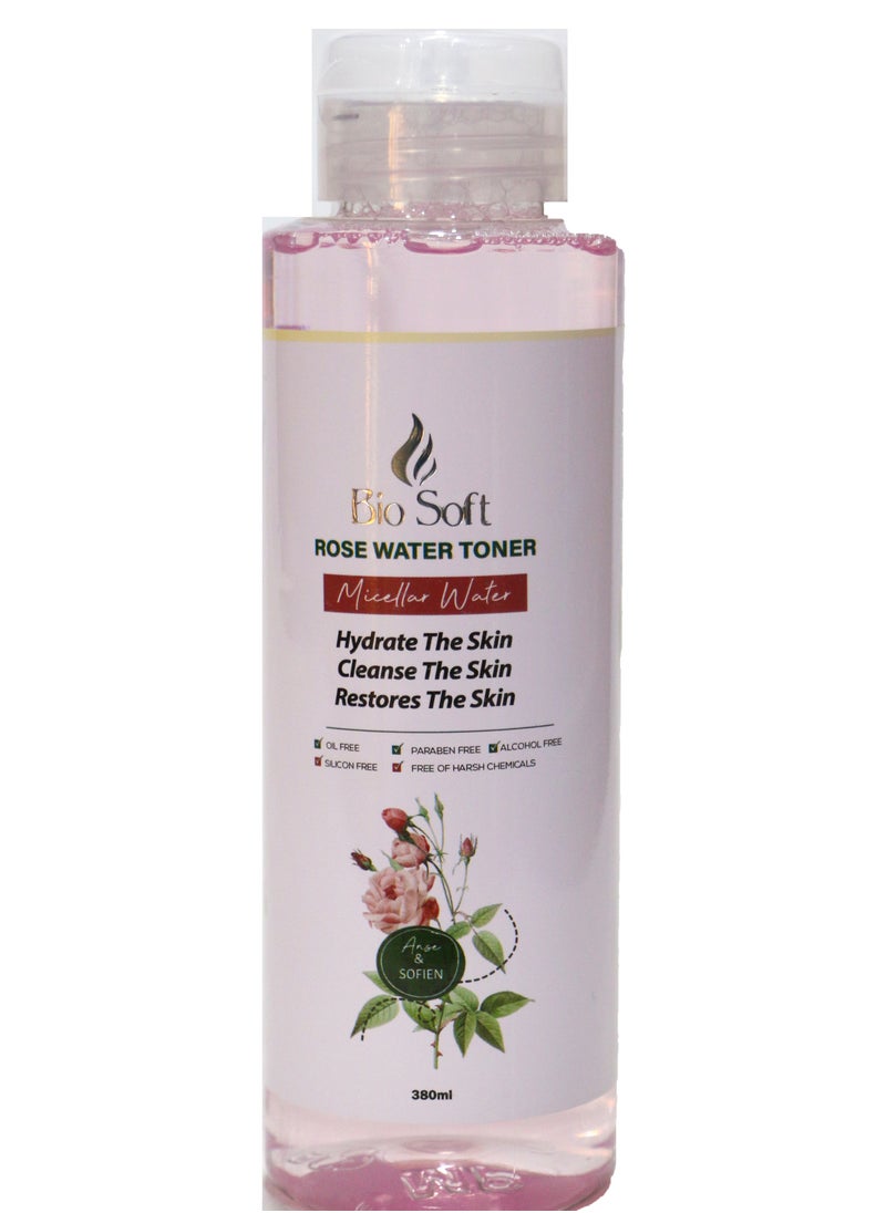 Bio Soft Bio Soft Rose Water Toner Micellar Water 380 ML  - Image 1