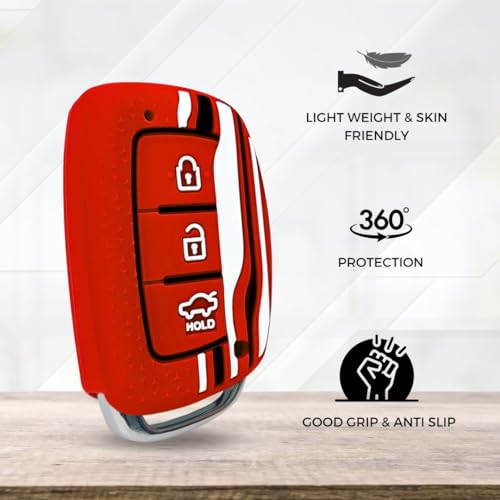 KEYCEPT Tristar Key Cover for Hyundai Grand i10 NIOS Asta| Venue| i20| Aura| Creta| Exter| i20 Elite| Verna 4s| i20 Active| Venue Sx| Elantra 3 Button Smart Key. (Red) - Image 5
