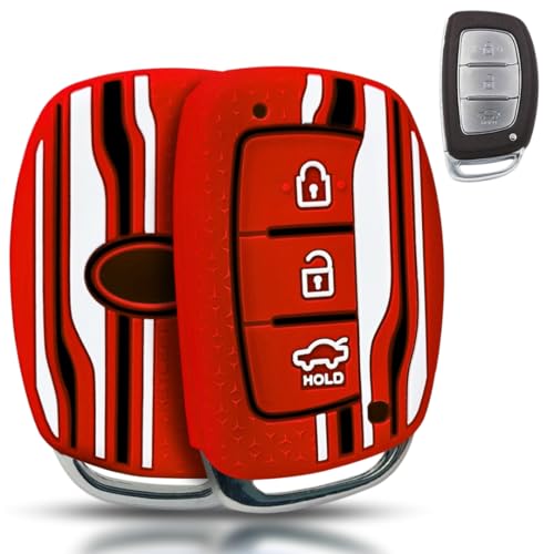 KEYCEPT Tristar Key Cover for Hyundai Grand i10 NIOS Asta| Venue| i20| Aura| Creta| Exter| i20 Elite| Verna 4s| i20 Active| Venue Sx| Elantra 3 Button Smart Key. (Red) - Image 1