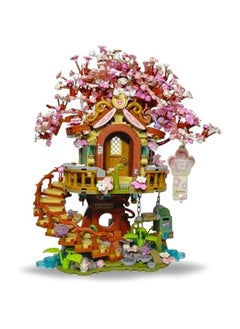 Mini Cherry-Blossom-Treehouse Building Blocks Set- Icons Japanese Bonsai Sakura Tree House Flower Construction Building Blocks Collection Set 1149 PCS for Adults and Famliy