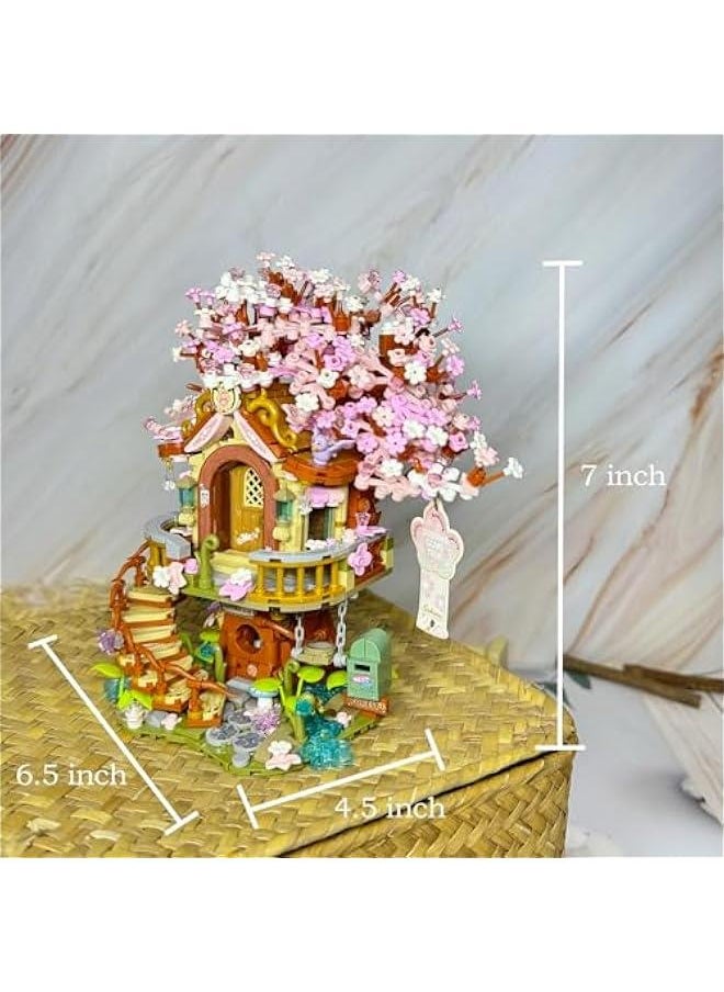 Generic - Mini Cherry-Blossom-Treehouse Building Blocks Set- Icons Japanese Bonsai Sakura Tree House Flower Construction Building Blocks Collection Set 1149 PCS for Adults and Famliy - Image 1
