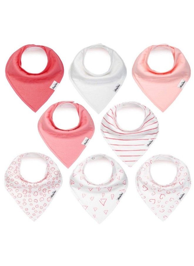 KiddyStar Baby Bandana Drool Bibs For Girls 8 Pack Bib Set With Snaps For Drooling Teething And Feeding Soft And Absorbent Baby Shower Item For Newborn Babies  - Image 1