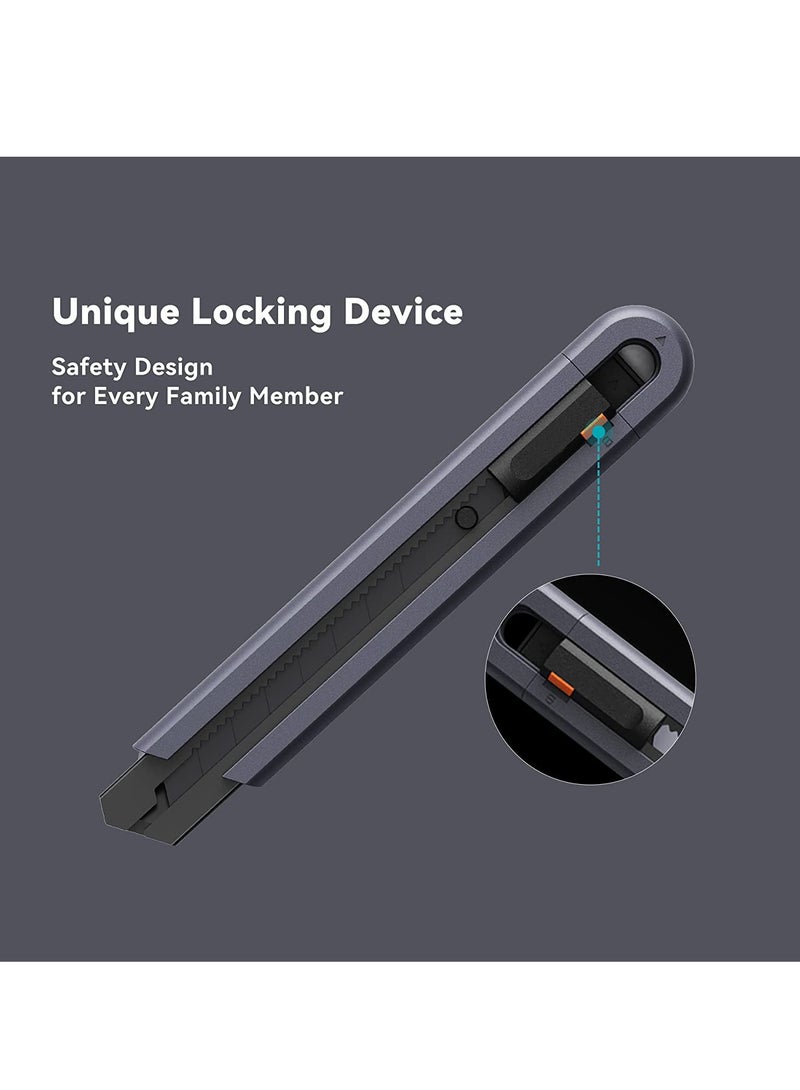 SOLARAE Box Cutter Utility Knife, SK2 Retractable Box Cutter Snap Off Safety Cutter with ABS Grip, Stainless Steel Box Cutter for Cardboard Papers and Plastics, 2 Spare Blades - Image 4