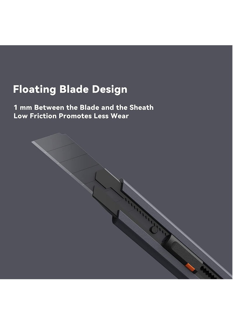SOLARAE Box Cutter Utility Knife, SK2 Retractable Box Cutter Snap Off Safety Cutter with ABS Grip, Stainless Steel Box Cutter for Cardboard Papers and Plastics, 2 Spare Blades - Image 3