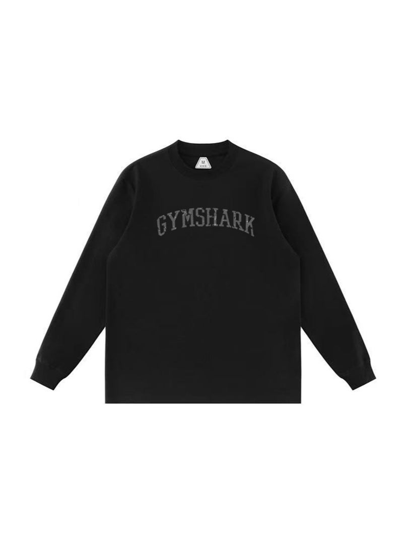 Gymshark Cotton Long Sleeve Shirt T-shirt - Letter Logo Printed, Weighing 320g, Unisex Loose and Comfortable, Soft and Breathable Cotton Fabric, Popular Youth Sports and Leisure Top Soft and Skin friendly. A unique material experience, a must-have for gift surprises. 1:1 quality at mall counters. - Image 4