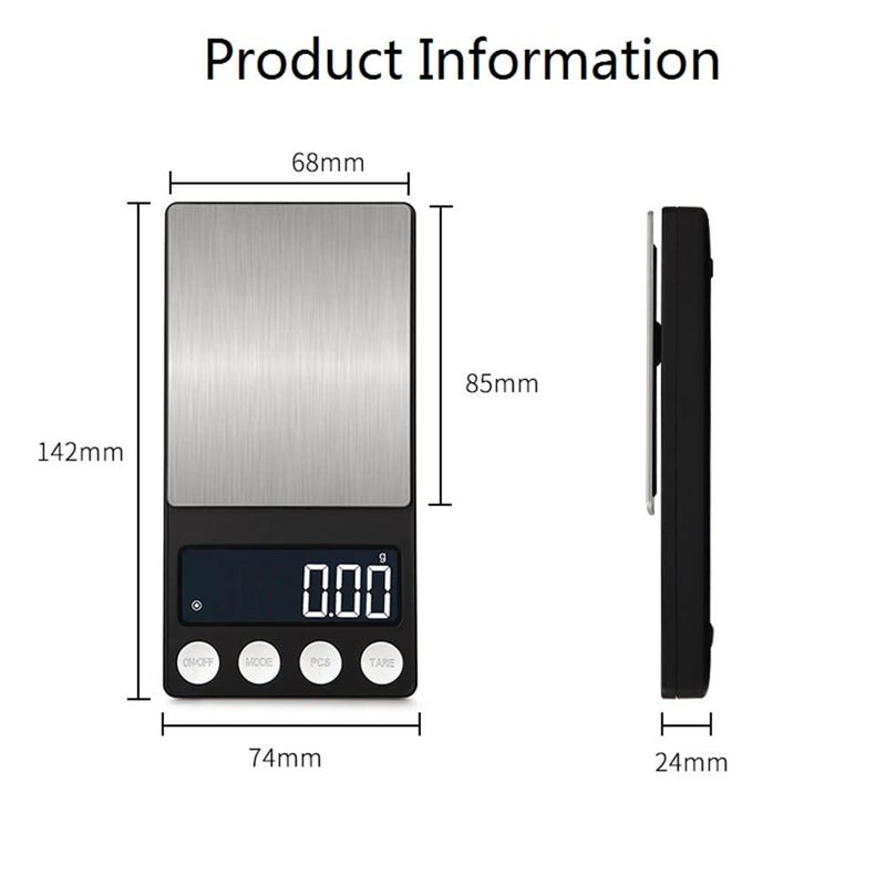 Digital Mini Scale, 500g /0.01g Pocket Scale, Pocket Scale, Electronic Smart Scale, 6 Units, LCD Backlit Display, Tare, Auto Off, Stainless Steel - Image 4