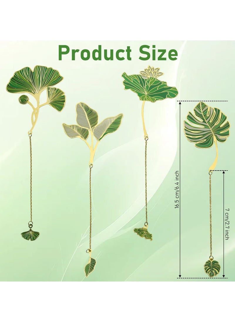 Set of 4 Aesthetic Leaf Bookmarks with Tassel, Ginkgo and Leaf Vein Design, Ideal for Book Lovers, Students, Teachers, Ideal Office and School Supplies - Image 5