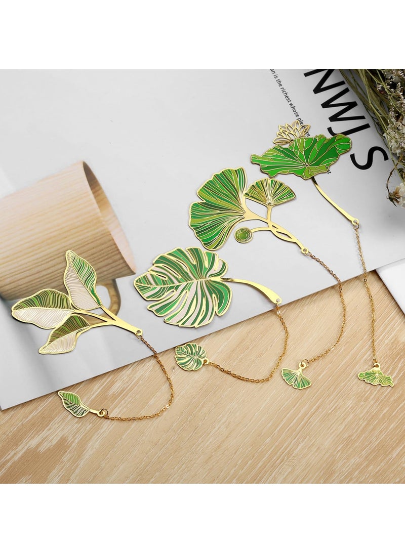 Set of 4 Aesthetic Leaf Bookmarks with Tassel, Ginkgo and Leaf Vein Design, Ideal for Book Lovers, Students, Teachers, Ideal Office and School Supplies - Image 3