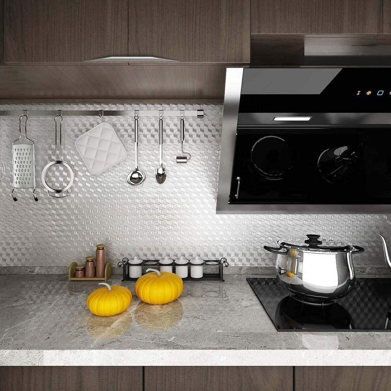 Bloss Kitchen Backsplash Oil Proof WallpaperSelfAdhesive Aluminum Foil Heat Resistant Stainless Steel Contact Sticker for Countertop Drawer Liner Shelf Liner 157 x 7873D Cube - Image 2