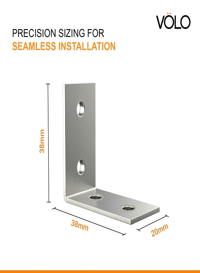 Volo L Angle Bracket for Reinforcing Chairs/Tables - Shelf Bracket 40mmx20mm Zinc Plated, L Shape Bracket for Solid Shelf Support, Joint Right Corner Brace (1.5" x 0.75") (40mm X 20mm, 12) - Image 2