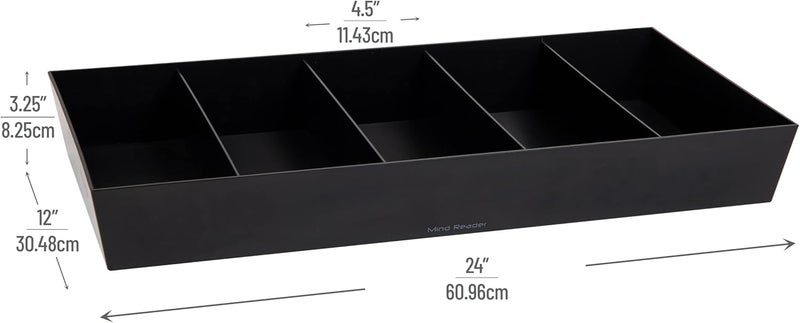 Mind Reader Snack Tray, Countertop Organizer, Snack Tray, Pantry, Breakroom, Kitchen, 24" L x 12" W x 3.25" H, Black - Image 3