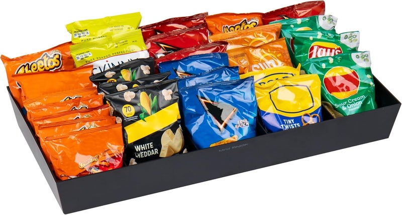 Mind Reader Snack Tray, Countertop Organizer, Snack Tray, Pantry, Breakroom, Kitchen, 24" L x 12" W x 3.25" H, Black - Image 1