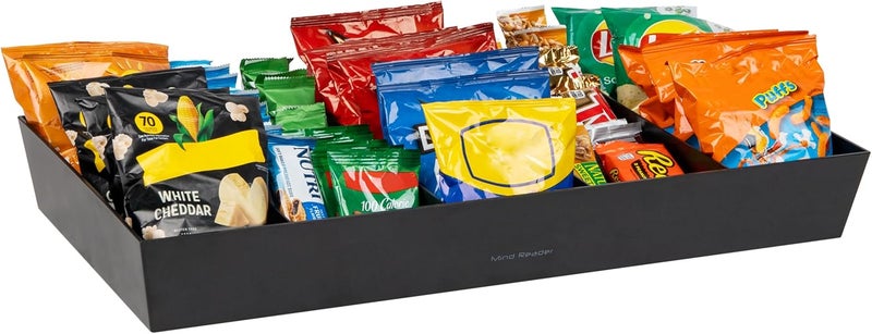 Mind Reader Snack Tray, Countertop Organizer, Snack Tray, Pantry, Breakroom, Kitchen, 24" L x 12" W x 3.25" H, Black - Image 4