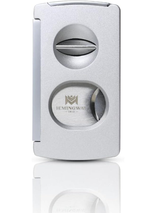 Hemingway Premium Dual Blade Cigar Cutter – Stainless Steel Guillotine Cutter with Round & V Cut - Image 1