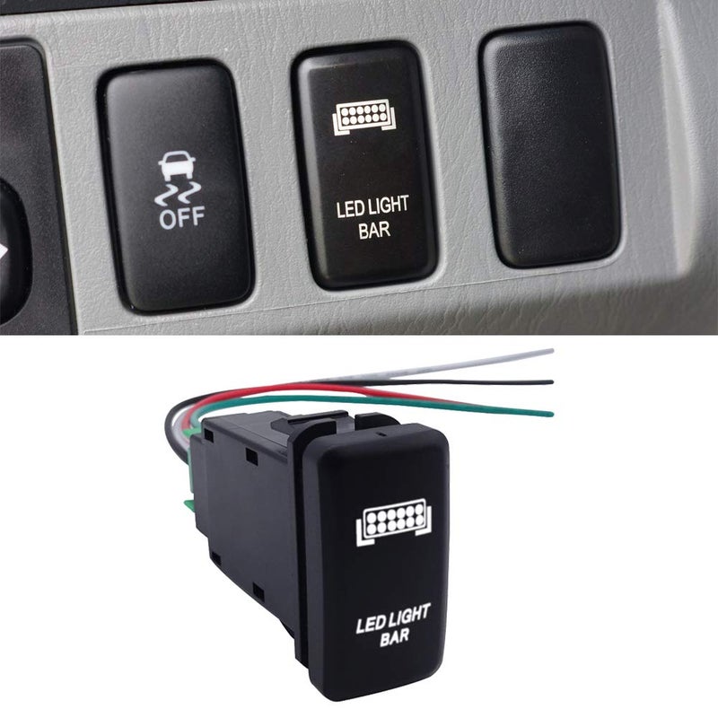 WeiSen شريط ضوء LED رمز زر الضغط مع إضاءة خلفية بيضاء مفتاح تشغيل-إيقاف مع مجموعة أسلاك موصل متوافقة مع تويوتا تاكوما وتندرا 4رانر وغيرها - Image 2