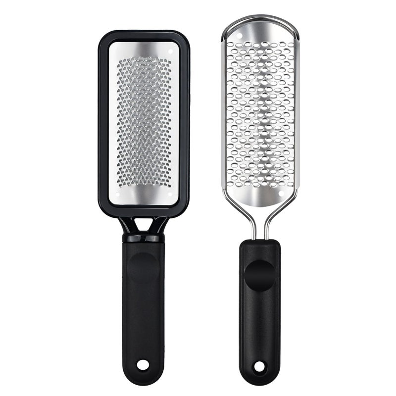 MODENGKONGJIAN Foot File Foot Scrubber Pedicure 2 Pcs Stainless Steel Callus Remover for Feet Professional Foot Grater Rasp Scraper Corns Callous Removers Tool to Hard Skin Corns for Dry and Wet Fee