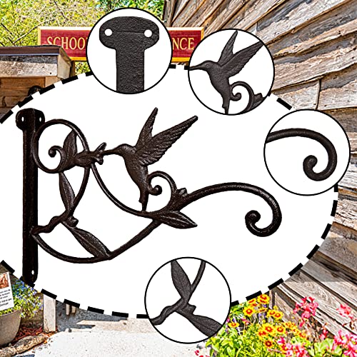 FLORWOD 2pcs Plant Hangers Outdoor Heavy Duty for Wall 10 Inch, Decorative Plant Bracket Lantern Hooks Rustic Iron, Hummingbird Style - Image 2