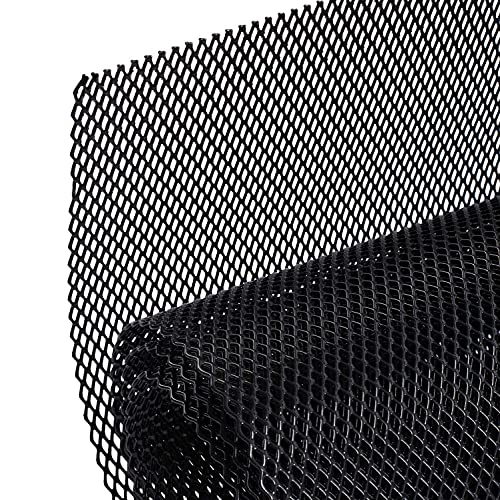 AggAuto 47x16 inches Car Pickup Truck Grill Mesh Spoiler Bumper Vent Aluminum Alloy Automotive Grille Insert Air Intake Racing Rhombic Hole 4x8mm Black - Image 1