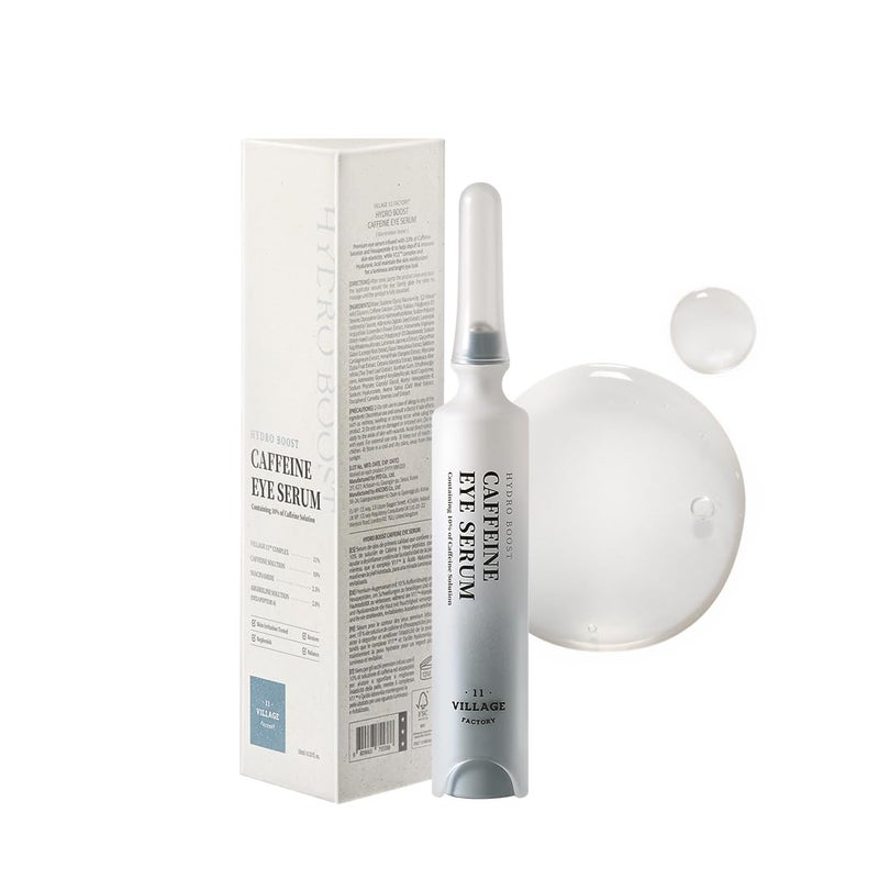 سيروم العين هيدرو بوست كافيين من VILLAGE11FACTORY 033 floz10ml مع 10% محلول كافيين نياسيناميد هيكسا ببتيد8 لعلاج الانتفاخ والمرونة والهالات السوداء