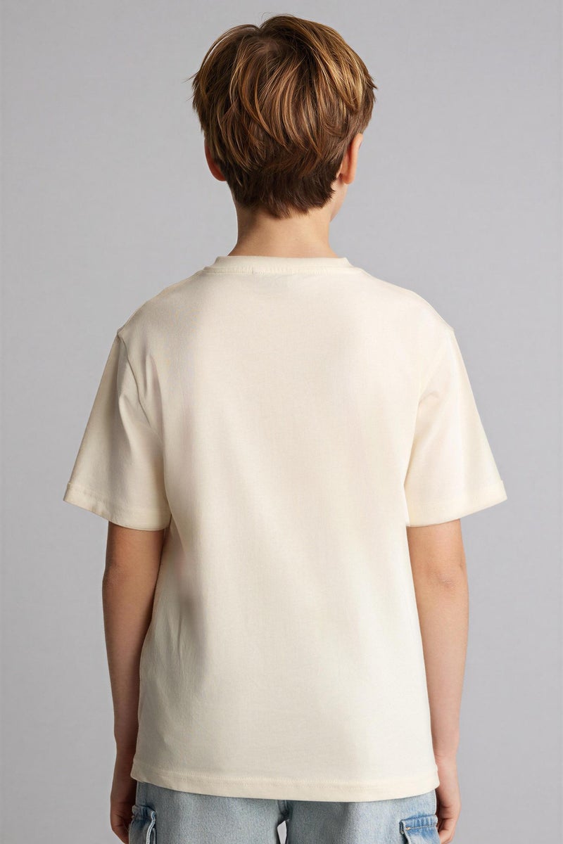 DeFacto Beige Boy Regular Fit Printed Short Sleeve T-Shirt Casual - Image 5