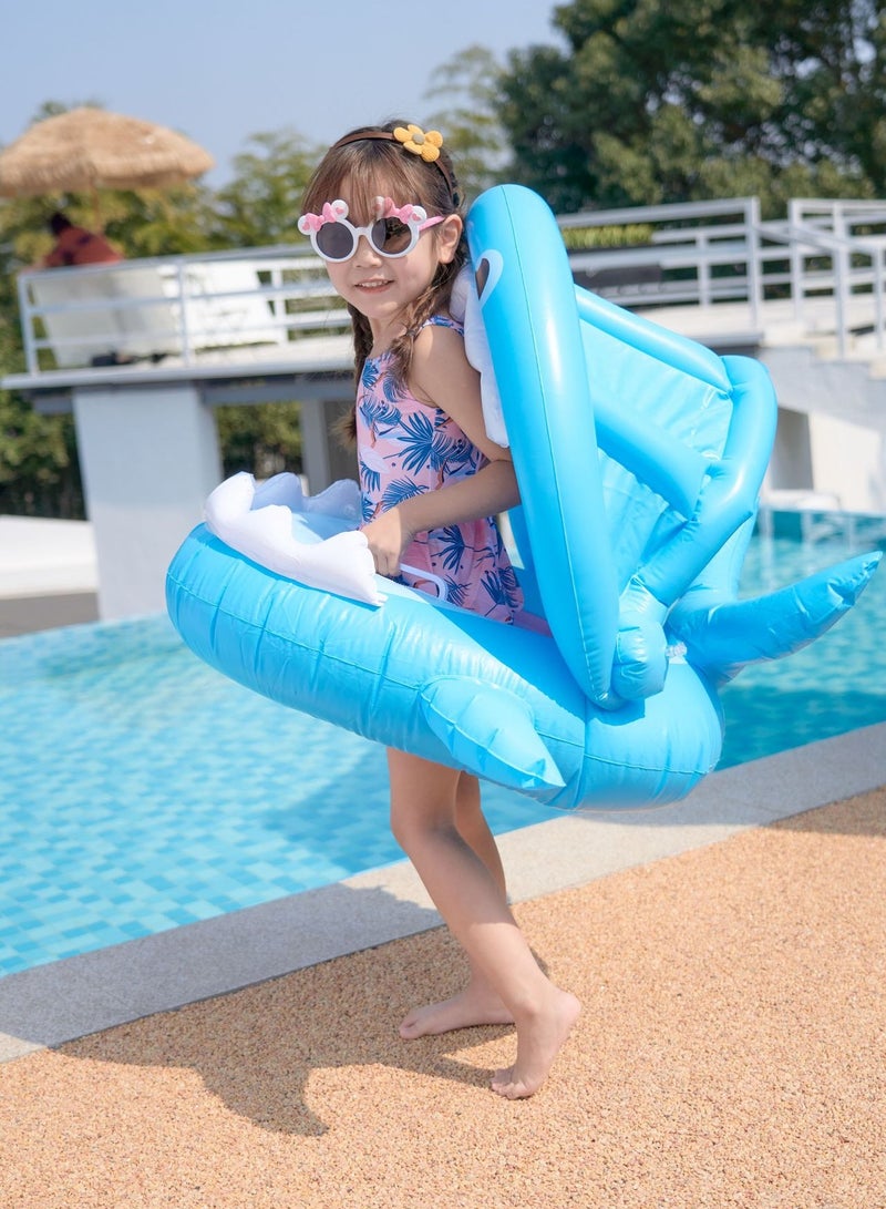 VUCATIN Baby Pool Float with Canopy Inflatable Baby Swimming Ring with Sunshade Infant Swim Pool Boat for Outdoor Activity Summer Water Toys for Kids Toddlers Girls Boys (Blue) - Image 4