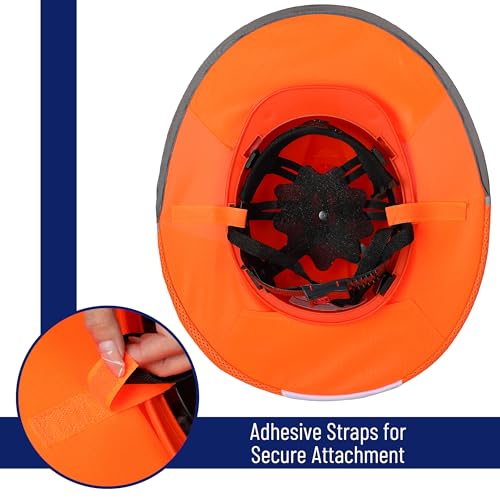 UNCO- Hard Hat Sun Shield, Orange, Full & Standard Brim Mesh Sunshade High Visibility Reflective, Hard Hat Sun Shade, Hard Hat Accessories, Hard Hat Visor, Hard Hat Shade, Hard Hat Neck Shade - Image 5