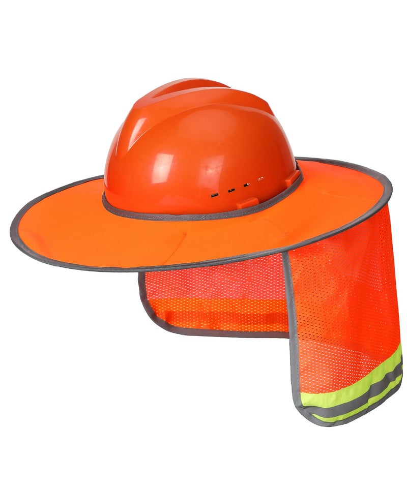 UNCO- Hard Hat Sun Shield, Orange, Full & Standard Brim Mesh Sunshade High Visibility Reflective, Hard Hat Sun Shade, Hard Hat Accessories, Hard Hat Visor, Hard Hat Shade, Hard Hat Neck Shade - Image 1