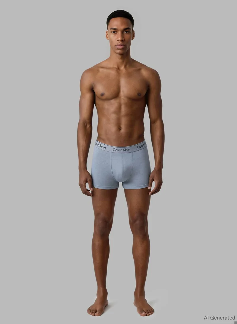 CALVIN KLEIN Turbulence/Breezy Blue /Soft Mauve 3 Pack Trunks - Icon Cotton Stretch for Men | Best Price UAE