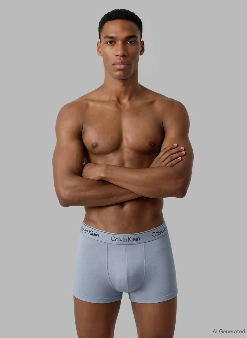 CALVIN KLEIN Turbulence/Breezy Blue /Soft Mauve 3 Pack Trunks - Icon Cotton Stretch for Men | Best Price UAE