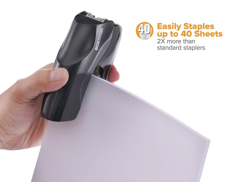 Bostitch Office Heavy Duty Stapler, 40 Sheet Capacity, No Jam, Half Strip, Fits into the Palm of Your Hand, For Classroom, Office or Desk, Black, 3-Pack - Image 2