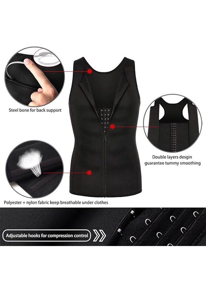 Polish'D Men's Body Slimming Shaper Compression Shirt for Fitness Shaping, Weight Loss Body Shaper Sweat Vest for Men with Double Belt and Zipper, Corset Plus Size XL - Image 2