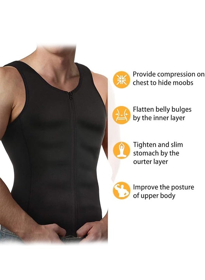 Polish'D Men's Body Slimming Shaper Compression Shirt for Fitness Shaping, Weight Loss Body Shaper Sweat Vest for Men with Double Belt and Zipper, Corset Plus Size XL - Image 4