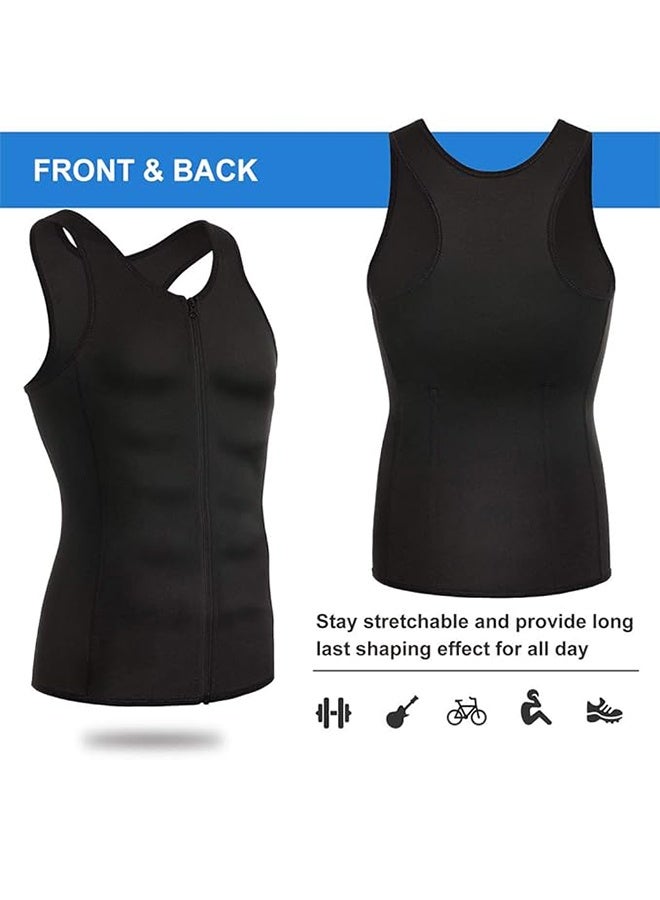 Polish'D Men's Body Slimming Shaper Compression Shirt for Fitness Shaping, Weight Loss Body Shaper Sweat Vest for Men with Double Belt and Zipper, Corset Plus Size XL - Image 3