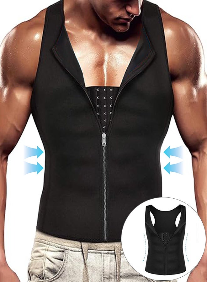 Polish'D Men's Body Slimming Shaper Compression Shirt for Fitness Shaping, Weight Loss Body Shaper Sweat Vest for Men with Double Belt and Zipper, Corset Plus Size XL - Image 1