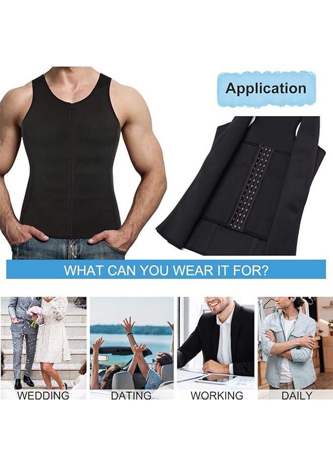 Polish'D Men's Body Slimming Shaper Compression Shirt for Fitness Shaping, Weight Loss Body Shaper Sweat Vest for Men with Double Belt and Zipper, Corset Plus Size XL - Image 5